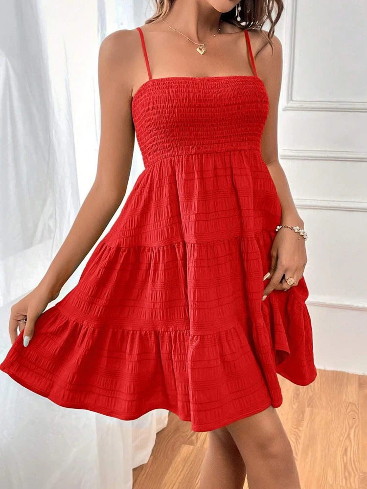 New Summer Fashion Women's Backless Short Dress,Casual Dresses,Elegant Dresses,Sleeveless Dresses For Ladies,Woman's Clothing Red