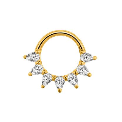 Flower Moon Heart Waterdrop Septum Piercing Daith Conch Tragus Hoop Earring Clicker Segment Nose Ring 316L Surgical Steel 16G E-Gold Color