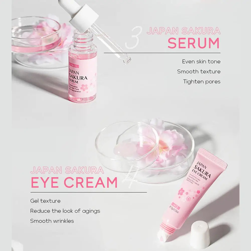 6pcs/Set Sakura Skin Care Sets Face Cream Serum Toner Facial Cleanser Sunscreen Eye Cream Face Skin Care Set Product Gift box Badiee Stylez