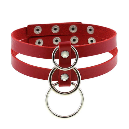 DIEZI Men Harajuku Red PU Leather Necklace Choker Women Ladies Punk Gothic Vintage Statement Collar Pendant Necklace New Jewelry