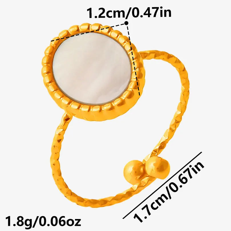 Sea Jewelry Shell Leaf Geometric Round Stainless Steel Rings For Women Men Accessories Open Adjustable Ring Beach Holiday Bagues