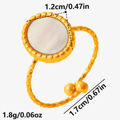 Sea Jewelry Shell Leaf Geometric Round Stainless Steel Rings For Women Men Accessories Open Adjustable Ring Beach Holiday Bagues