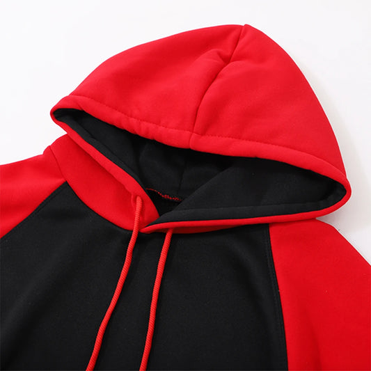 Color Collision Hoodie Men Women Autumn Winter Loose Oversized Clothing Warm Fleece Raglan Splicing Hooded Couple Sweatshirts Badiee Stylez
