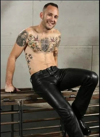 New Men Stretchy Leather Pants Slim Clothing PU Leather Skinny Pants Wet Look Tights Pants