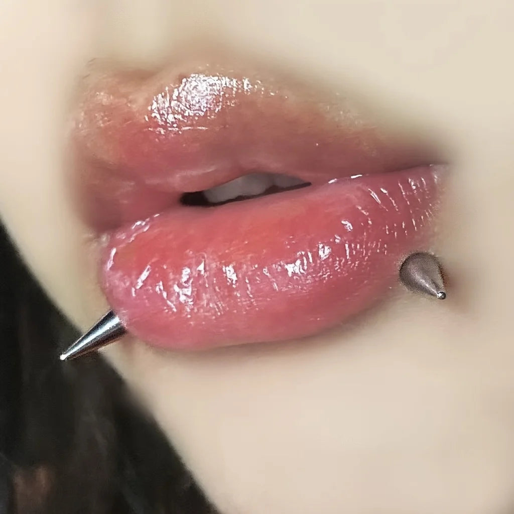 5pcs Spikes Punk Fashion Stainless Steel Lip Stud Earrings For Daily Detachable Replaceable Ball Piercing Jewelry For Men