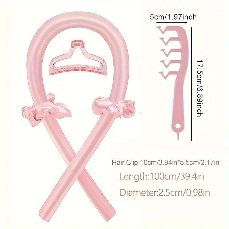 6Pcs Women No-Heat Curly Hair Stick Satin Sleep Cap Set Hair Clip and Ring Comb Sponge Hair Curler Suitable for All Hair Types Badiee Stylez
