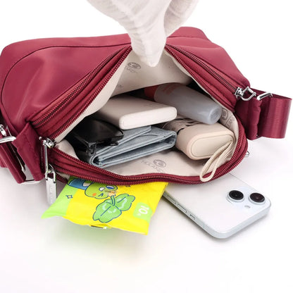 Waterproof Nylon Women Shoulder Bag Three Layers Handbag Ladies Crossbody Bags for Mother Girls Messenger Travel Daily Use Bags
