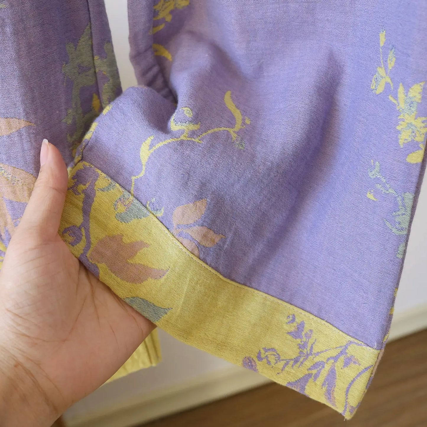 Women's Retro Long-sleeved Trousers Loungewear Set Yarn-dyed Double-sided Jacquard Thin Pajamas Round Neck Chinese Style Pijama