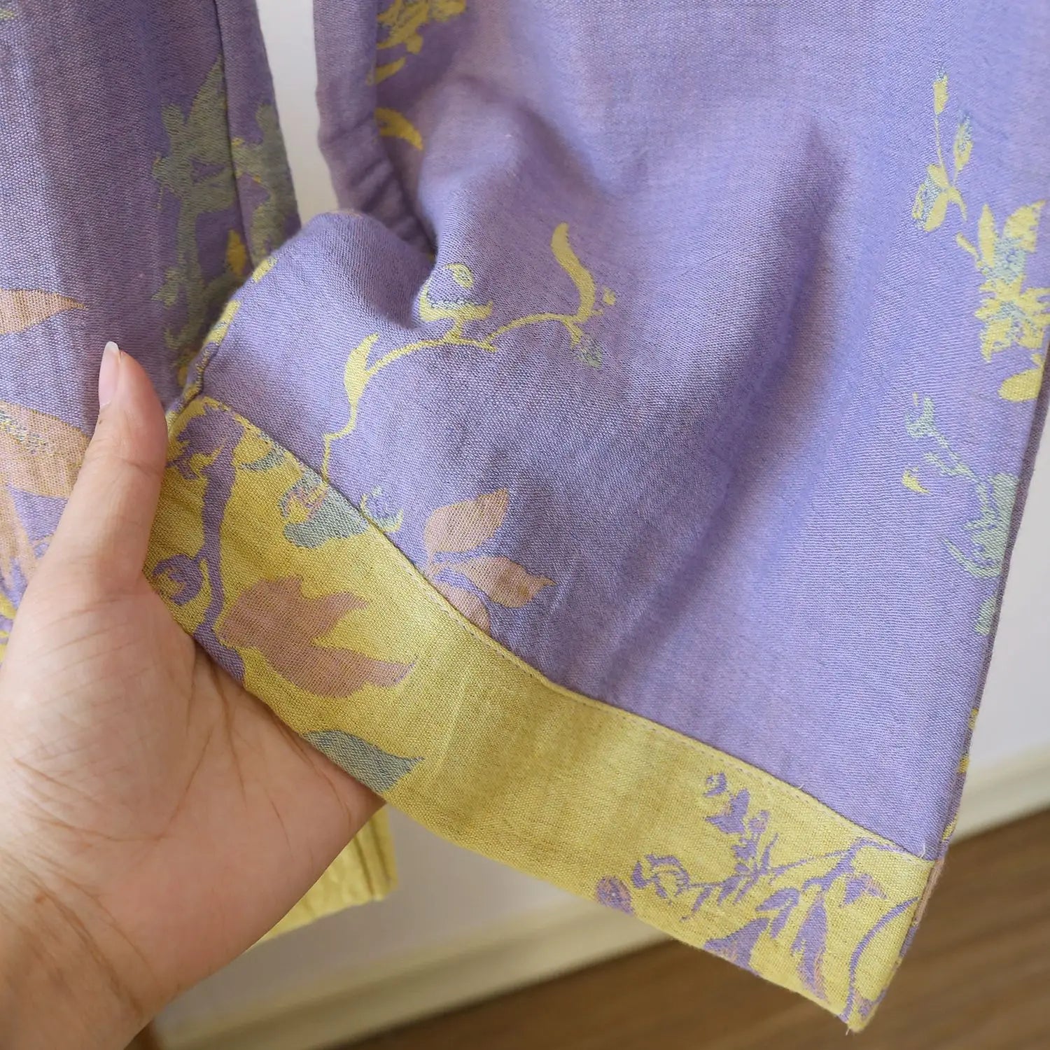 Women's Retro Long-sleeved Trousers Loungewear Set Yarn-dyed Double-sided Jacquard Thin Pajamas Round Neck Chinese Style Pijama