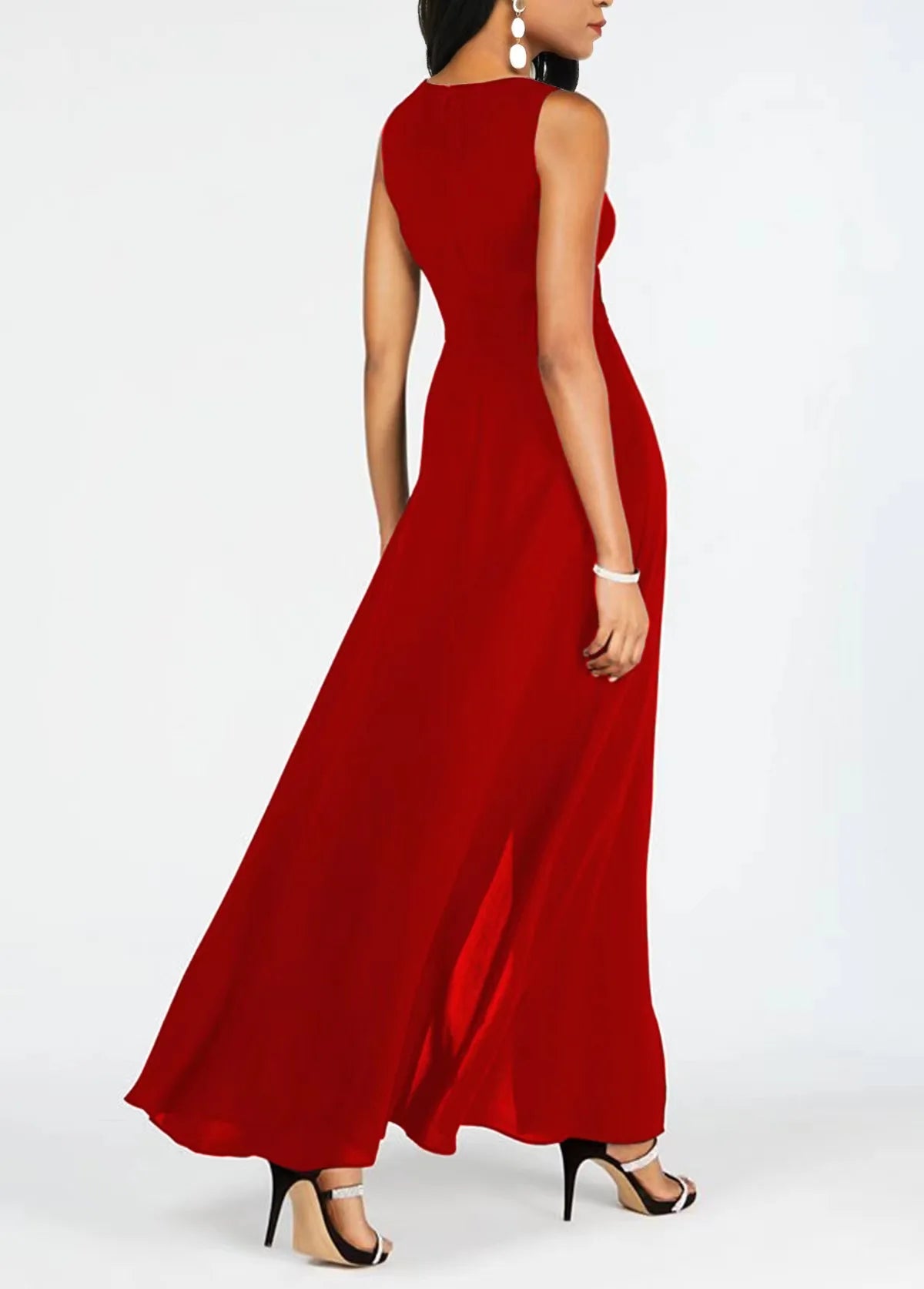 Women Summer Jumpsuit Milk Silk Patchwork Splicing Chiffon Slim Round Neck Sleeveless Jumpsuit Woman Vestidos YML00372 Badiee Stylez