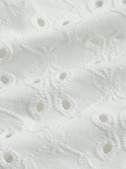 Eyelet Embroidery Tie Backless Hanky Hem Halter Top for Women Y2K Summer Sexy Going Out Sleeveless Knot Cami Crop Top Streetwear