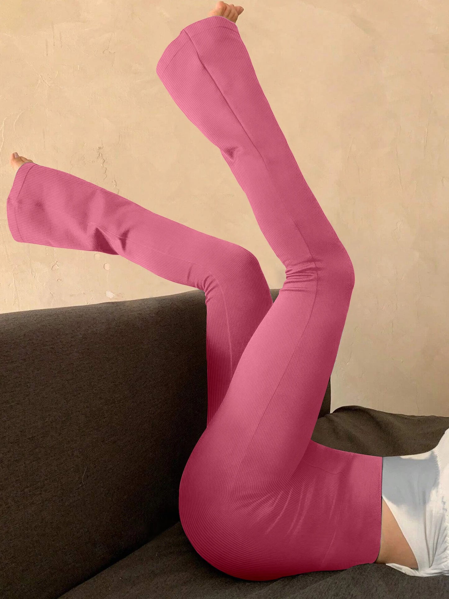 Women's Fashion Trousers Solid Colour High-waisted Flared Pants Slim and Skinny Women's Dragging Trousers Versatile Female Pants