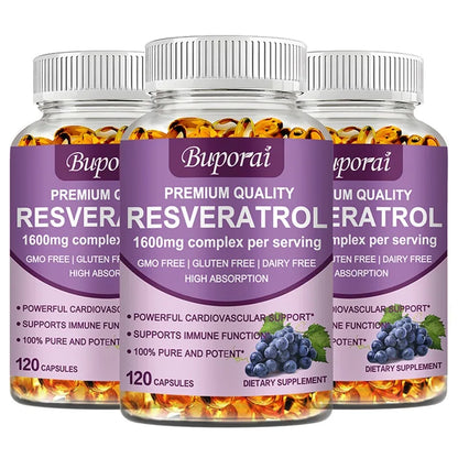 Resveratrol Capsules - Antioxidant Supplement for Heart and Cell Health, Supports Healthy Skin and Immune System