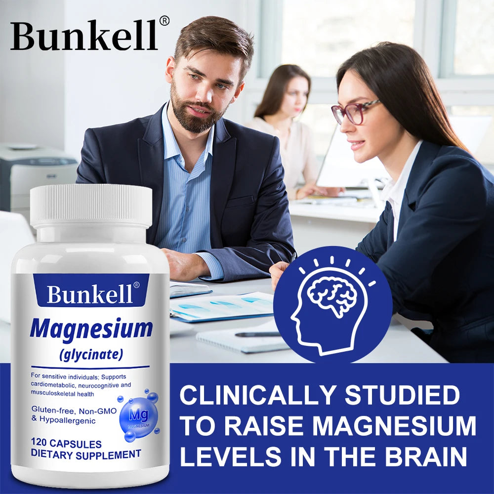 Magnesium Glycinate Supplement - For Muscle, Joint, Nerve Sleep Quality, Anxiety Stress Mood Health,Non-GMO