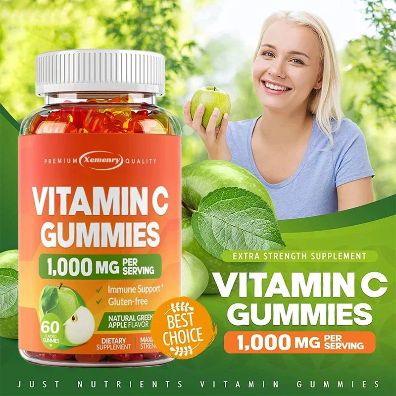 Vitamin C Gummies - Antioxidant, Promotes Collagen Production, Skin Glow, Supports Heart, Immune Health, Vegetarian