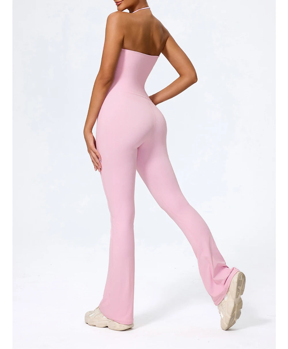 Fashionable Peach-Shaped Hip-Lifting And Neck-Hanging Yoga Jumpsuit For Women Casual And Slightly Flared Fitness Yoga Wear Badiee Stylez