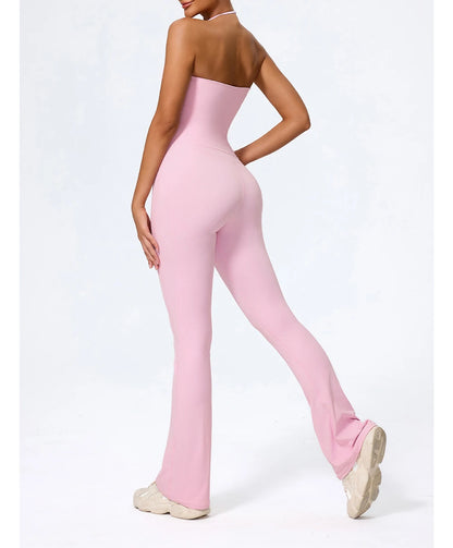 Fashionable Peach-Shaped Hip-Lifting And Neck-Hanging Yoga Jumpsuit For Women Casual And Slightly Flared Fitness Yoga Wear Badiee Stylez
