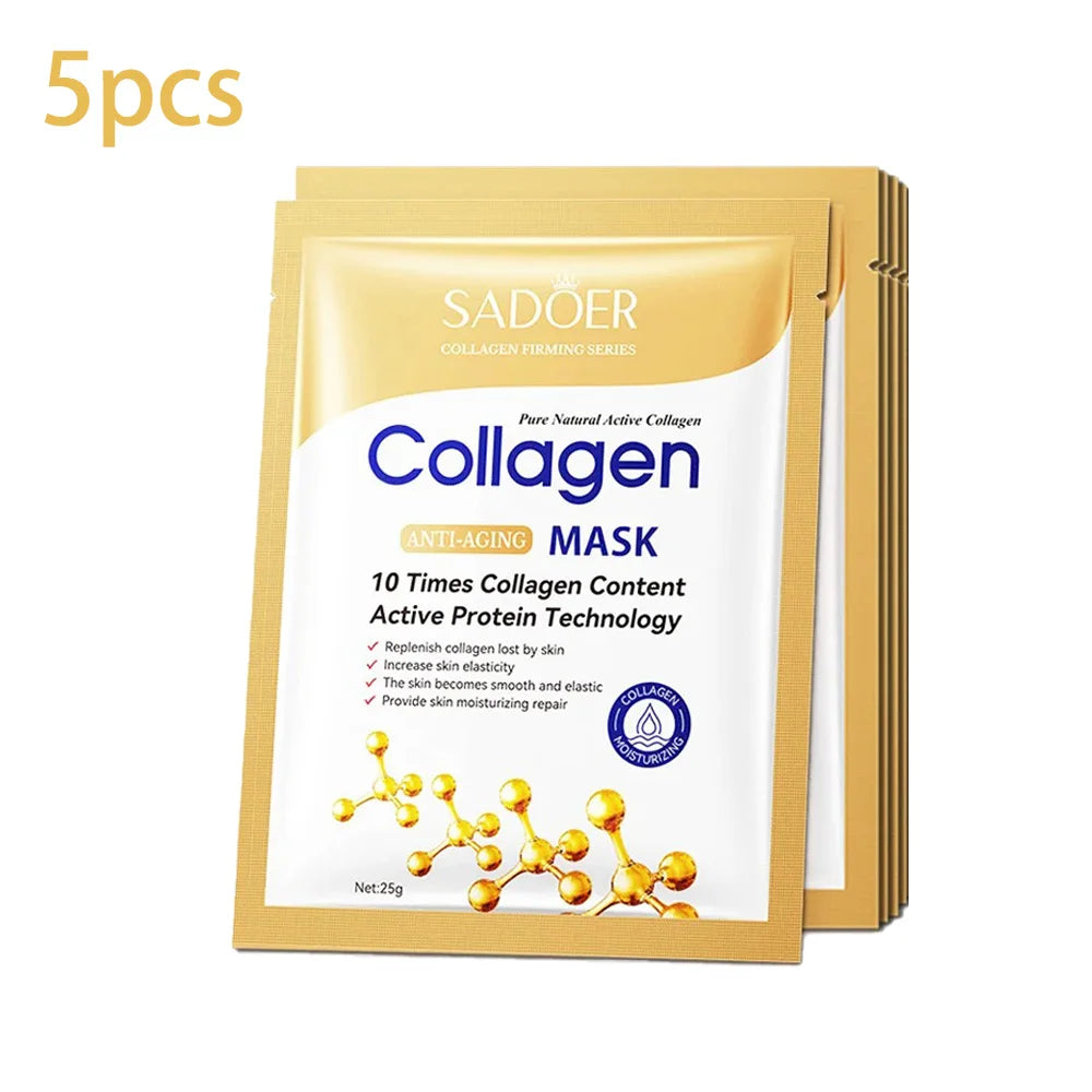 5/10/20/30pcs SADOER Collagen Face Mask Firming Moisturizing Repair Brightening skincare Face Sheet Mask Facial Masks Skin Care 5pcs
