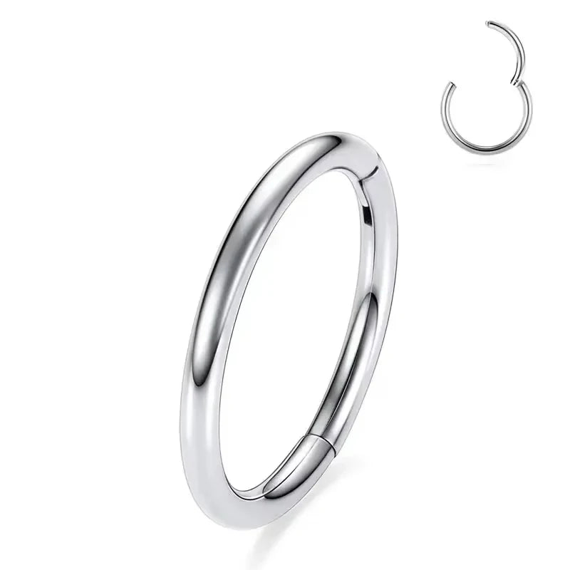 Surgical Steel Nose Rings Hinged Segment Ear Cartilage Tragus Earrings Helix Hoops CZ Septum Clicker Piercing Body Jewelry C-Silver