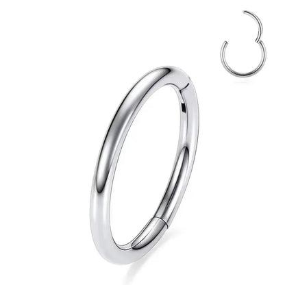 Surgical Steel Nose Rings Hinged Segment Ear Cartilage Tragus Earrings Helix Hoops CZ Septum Clicker Piercing Body Jewelry C-Silver