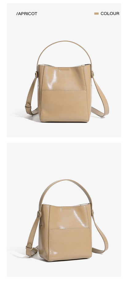 Toptrends Korean Style Bucket Genuine Leather Shoulder Bags For Women 2025 Luxury Designer Crossbody Purses Tote Ladies Handbags