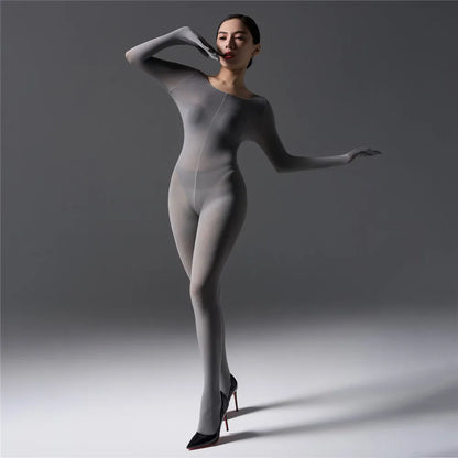 Sexy Cosplay Maid Tights Unisex Close Open Crotch Shaping Seamless Bodysuits Five Finger Gloves Jumpsuits Leotard Bodystocking Badiee Stylez