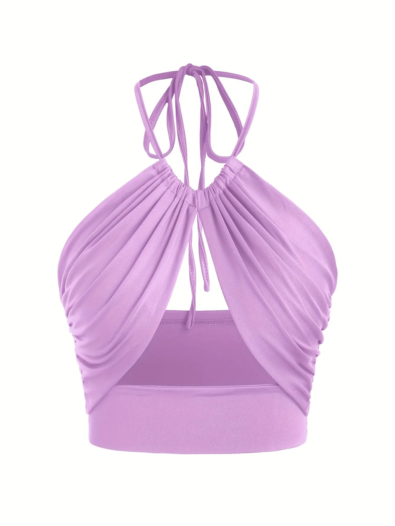 Europe and the United States solid color hanging neck small tube top hollowed out umbilical slim hot girl suspender vest purple