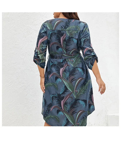 Women's Plus Size Denim Dress Summer Chic Elegant Dress For Chubby Women's Woven Cotton Dress