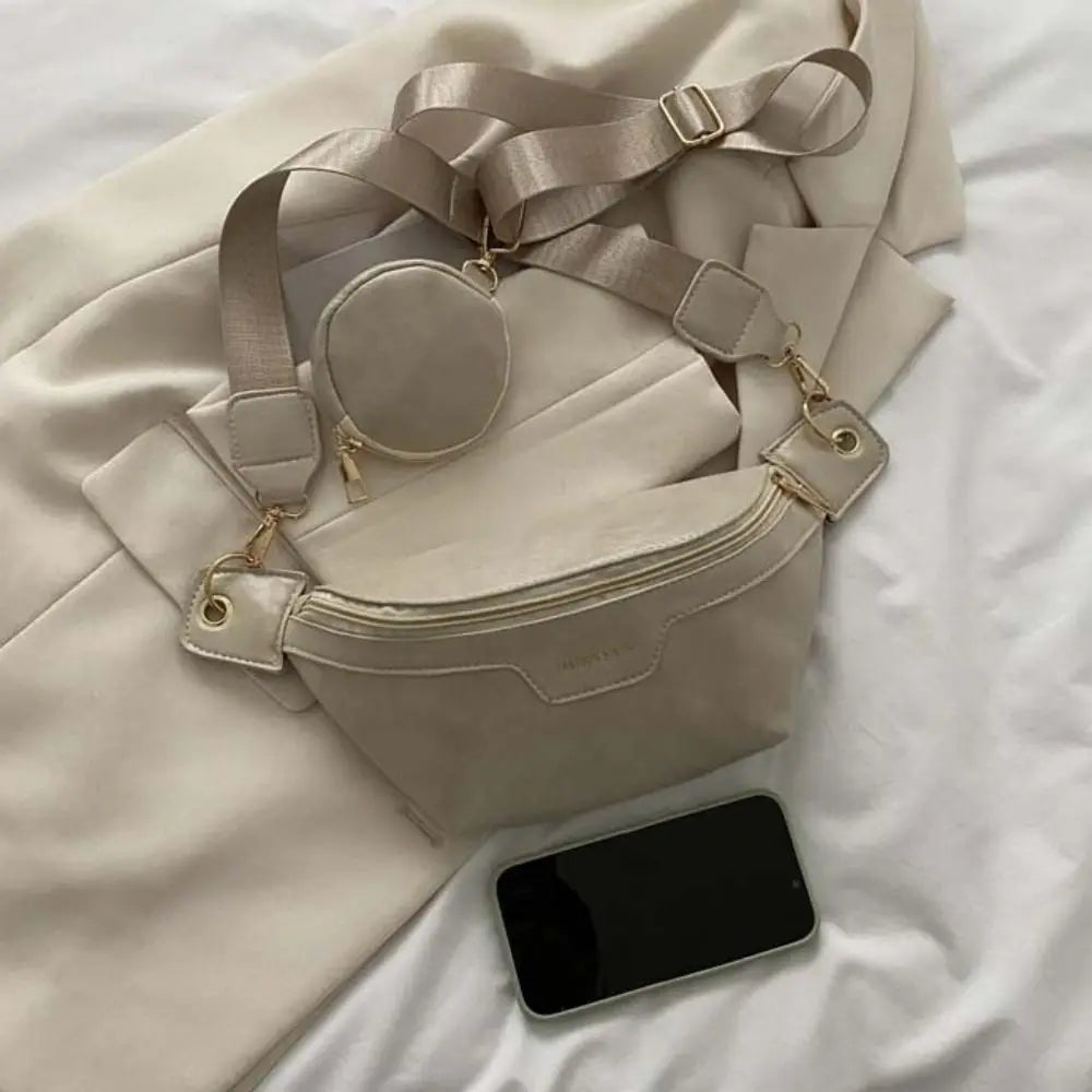 Portable Fanny Packs PU Chest Bag With Coin Purse Korean Style Banana Bag Half Moon Bag Large Capcity Running Waist Bag Men