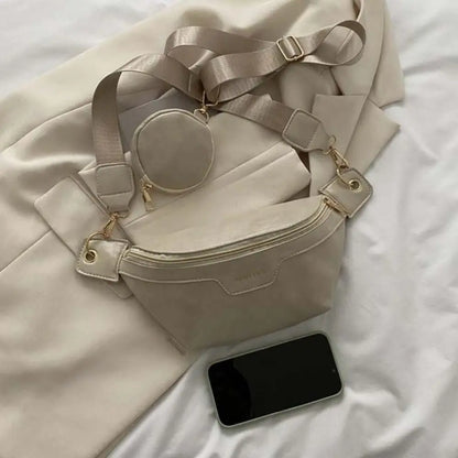 Portable Fanny Packs PU Chest Bag With Coin Purse Korean Style Banana Bag Half Moon Bag Large Capcity Running Waist Bag Men