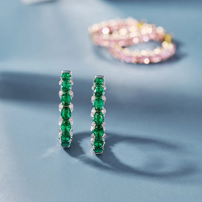 Huitan Luxury Trendy Pink/Green/Blue/Yellow CZ Hoop Earrings for Women Silver Color/Gold Color Hot Trendy Girls Jewelry Dropship