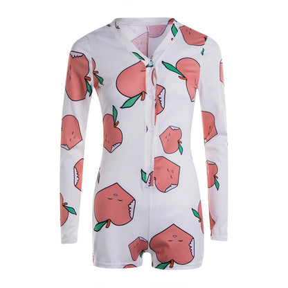 Sexy Fashion Women Bodysuits Long Sleeve Deep V Neck Bodycon Stretch Leotard Button Shorts Romper Jumpsuits Pajamas Overalls B