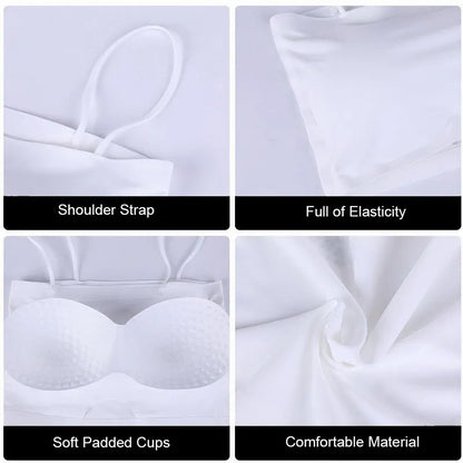Women Crop Top Sexy Bra Seamless Tank Tops 2023 Summer Female White Strap Top Backless Camisole Solid Cropped Camis Clothing