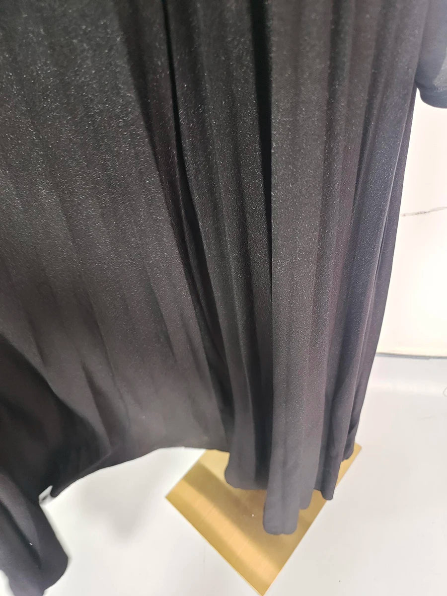 TWOTWINSTYLE Solid Spliced Belt Slimming Dresses For Women O Neck Long Sleeve High Waist Temperament Long Dress Female Clothes