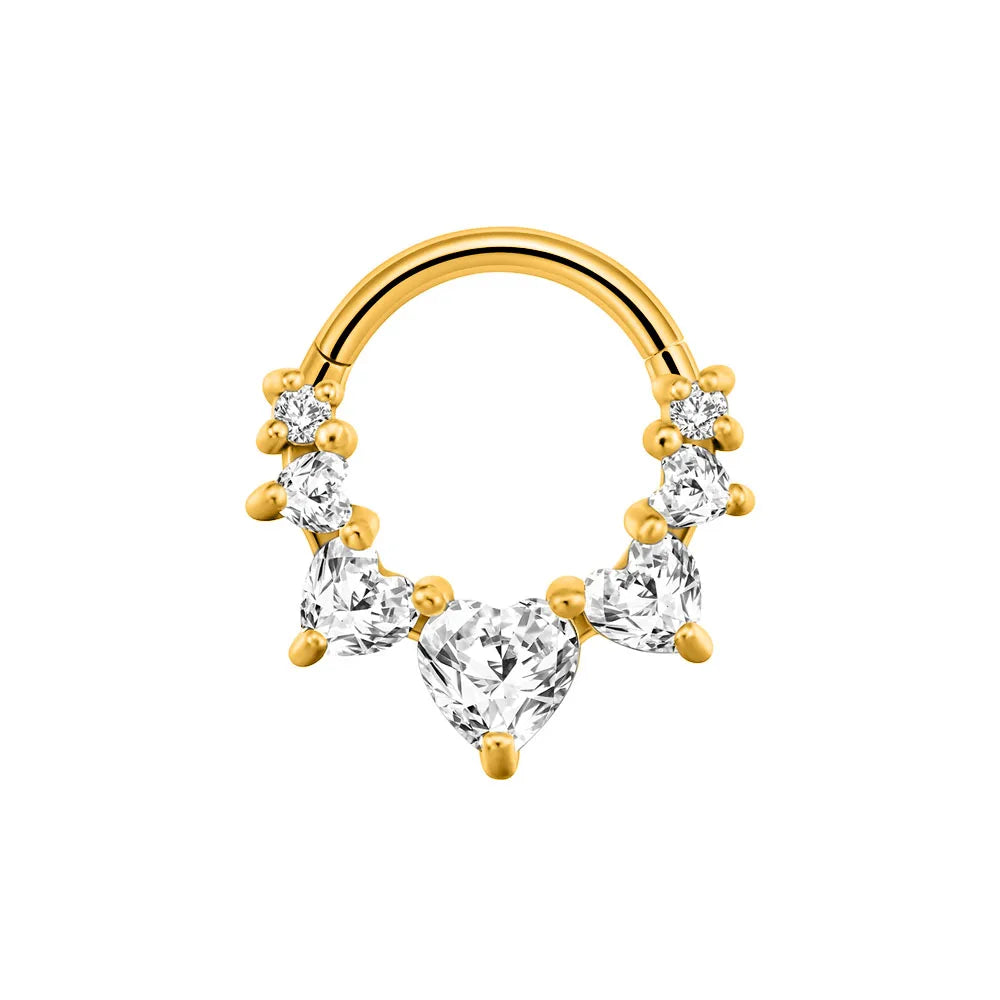 Flower Moon Heart Waterdrop Septum Piercing Daith Conch Tragus Hoop Earring Clicker Segment Nose Ring 316L Surgical Steel 16G G-Gold Color