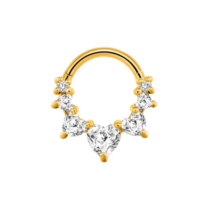 Flower Moon Heart Waterdrop Septum Piercing Daith Conch Tragus Hoop Earring Clicker Segment Nose Ring 316L Surgical Steel 16G G-Gold Color