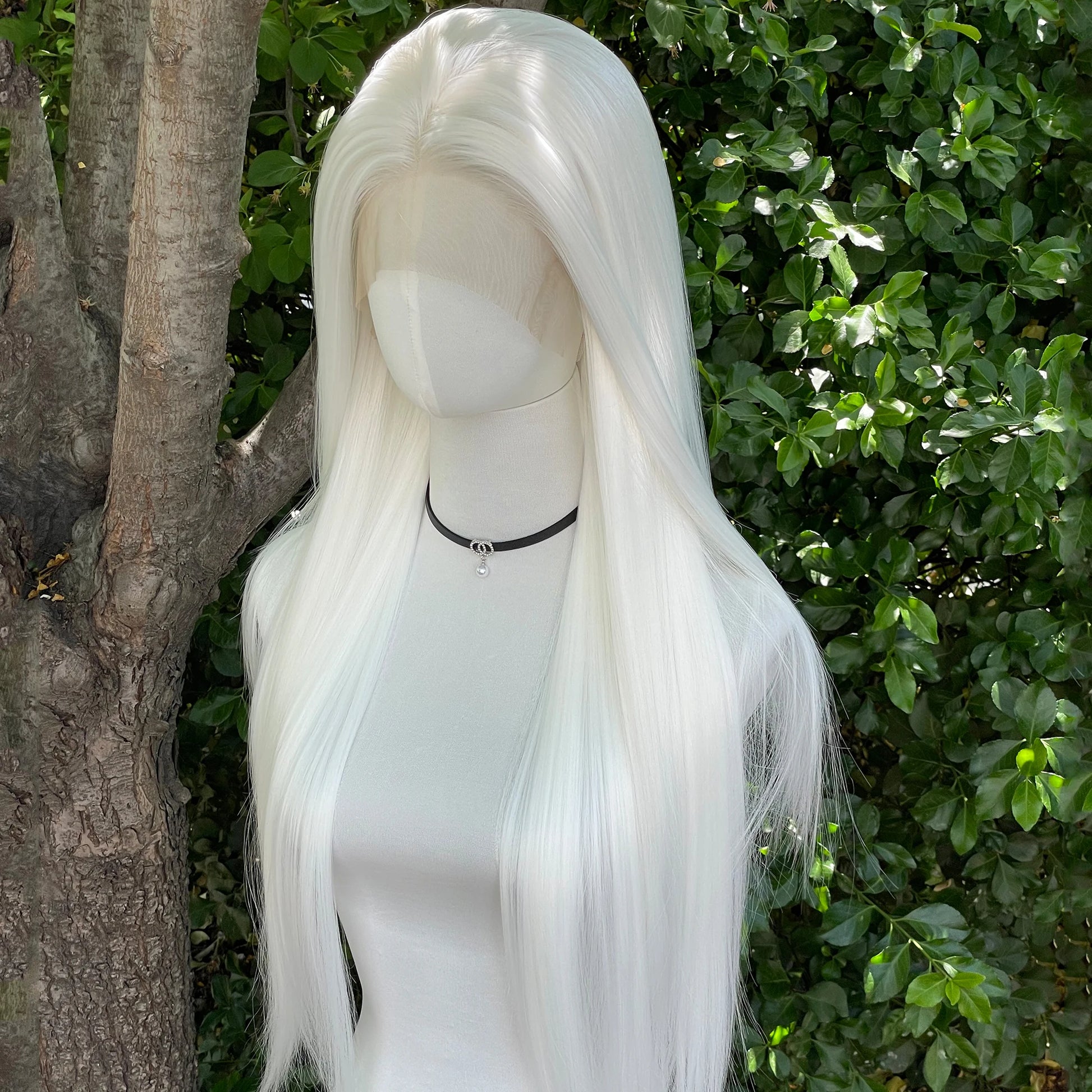 Elf Cosplay White 13x4 Lace Front Wigs for Women Synthetic 26 Inch Long Straight Free Part 150% Density Glueless Half Hand Tied 1001 CHINA 26inches|Lace Front|1pc|150%