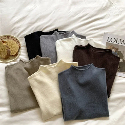 2025 Women Turtleneck Knitted Pullovers Solid Sweater Harajuku Korean Soft Warm Knitwear Autumn Winter Fashion Slim Jumpers Tops Badiee Stylez