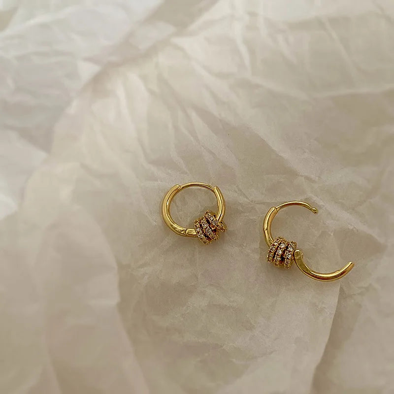 Trendy Gold Plated Geometric Gear Shape Circle Hoop Earrings for Women Girl Fashion Zircon Jewelry Buckle Type Badiee Stylez