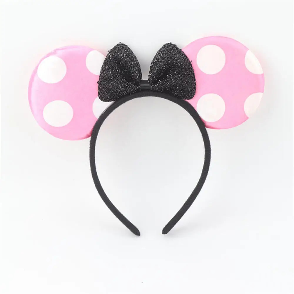 Knot Accessories Minnie Hairbands Favors Mom Lovely Ears Kids Mickey Headbands Hair Boys Party Sequin Baby Birthday Bows Girls Dot Pink