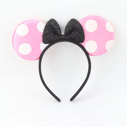 Knot Accessories Minnie Hairbands Favors Mom Lovely Ears Kids Mickey Headbands Hair Boys Party Sequin Baby Birthday Bows Girls Dot Pink