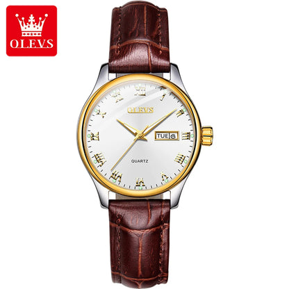 OLEVS Brand Belt Style Double Calendar Quartz Women's Watch 5582 WHITE