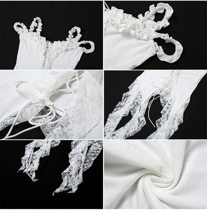 Sylcue Summer New Fashionable High Street Sweet Gentle Sexy Youth Girls Solid Color Shoulder Fringe Long Top