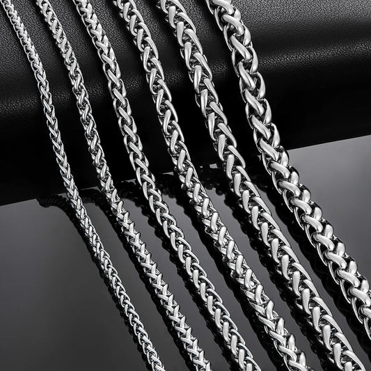 3mm/4mm/5mm/6mm/7mm/8mm Stackable Chain Stainless Steel Link Classic Curb Necklace for Men Women Jewelry 14 to 40 Inches Thickness 3mm