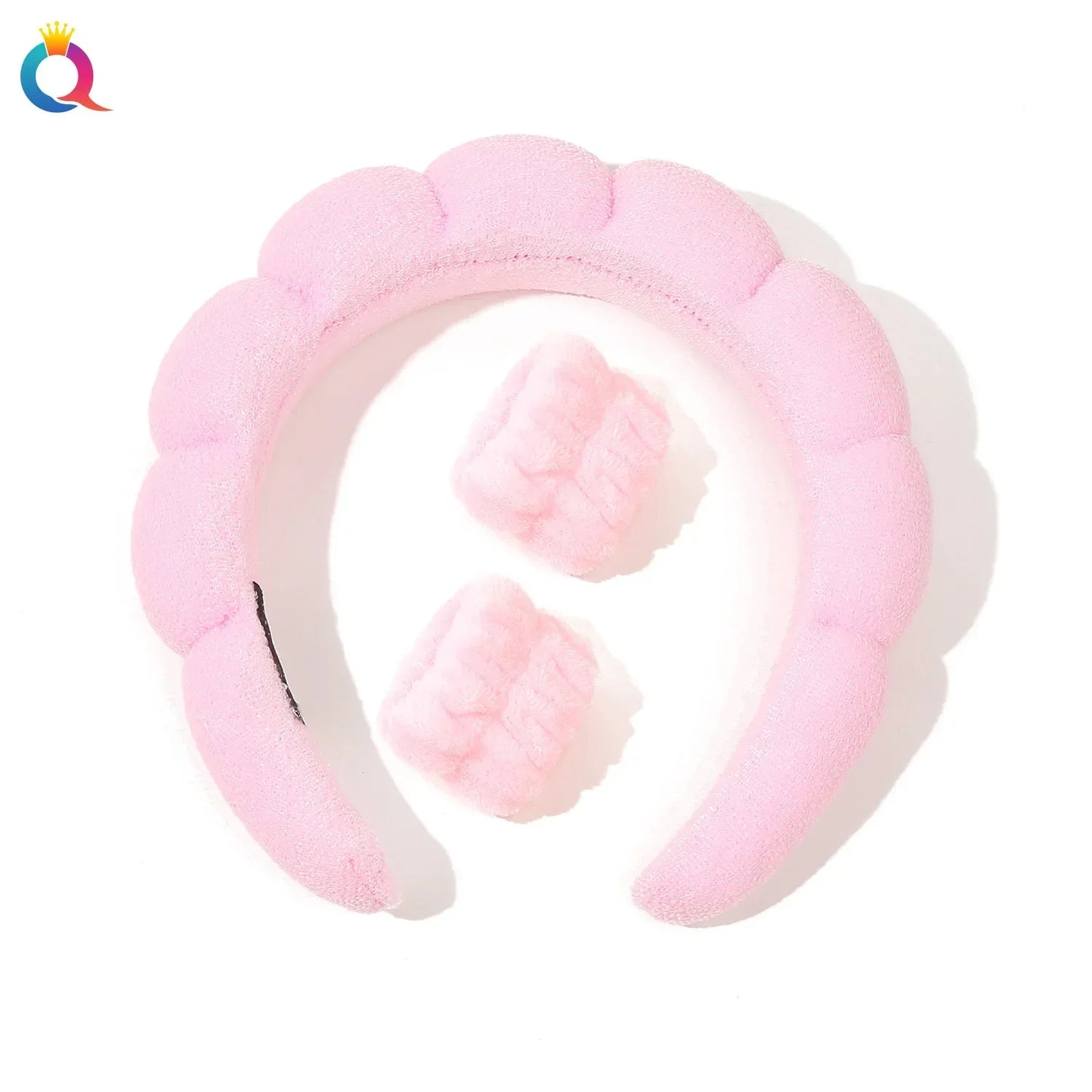 Wash Face Headbands For Women Puffy Sponge Hair Bands Cuff Waterproof Bands Absorbent Wristbands Girls Hair Accessories Set Badiee Stylez