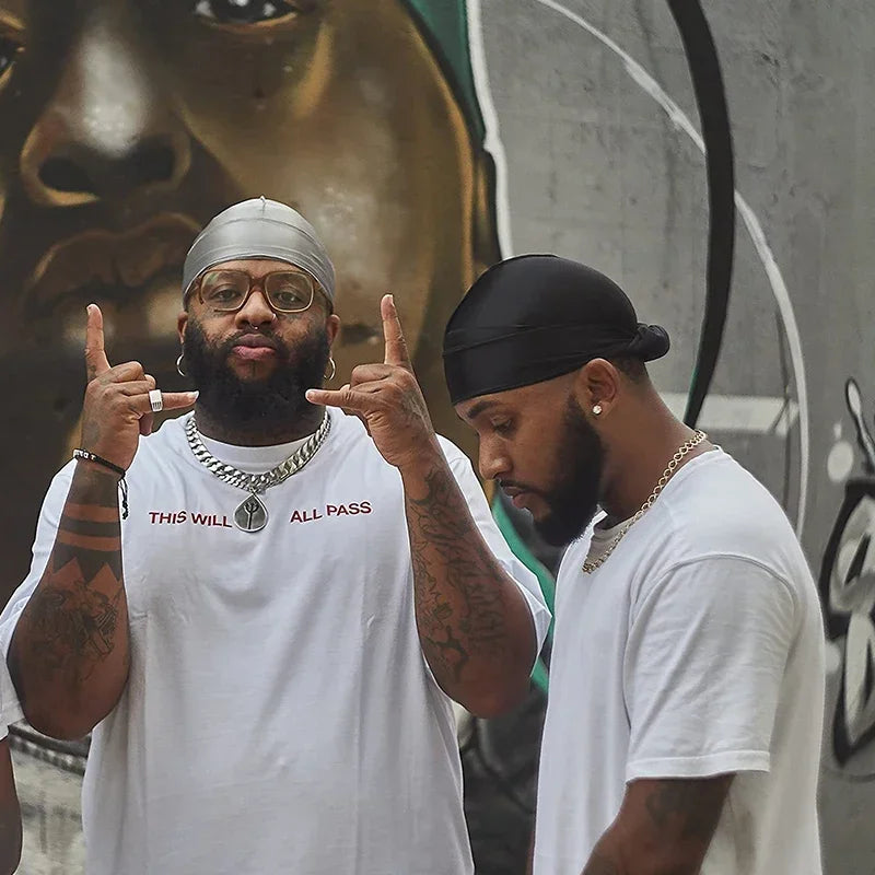 Fashion Long Tail Adult Satin Doo Rag Durag Bandanas Cap Pirate Hat Turban Men Hip Hop Headband Biker Headwrap Women Headwear