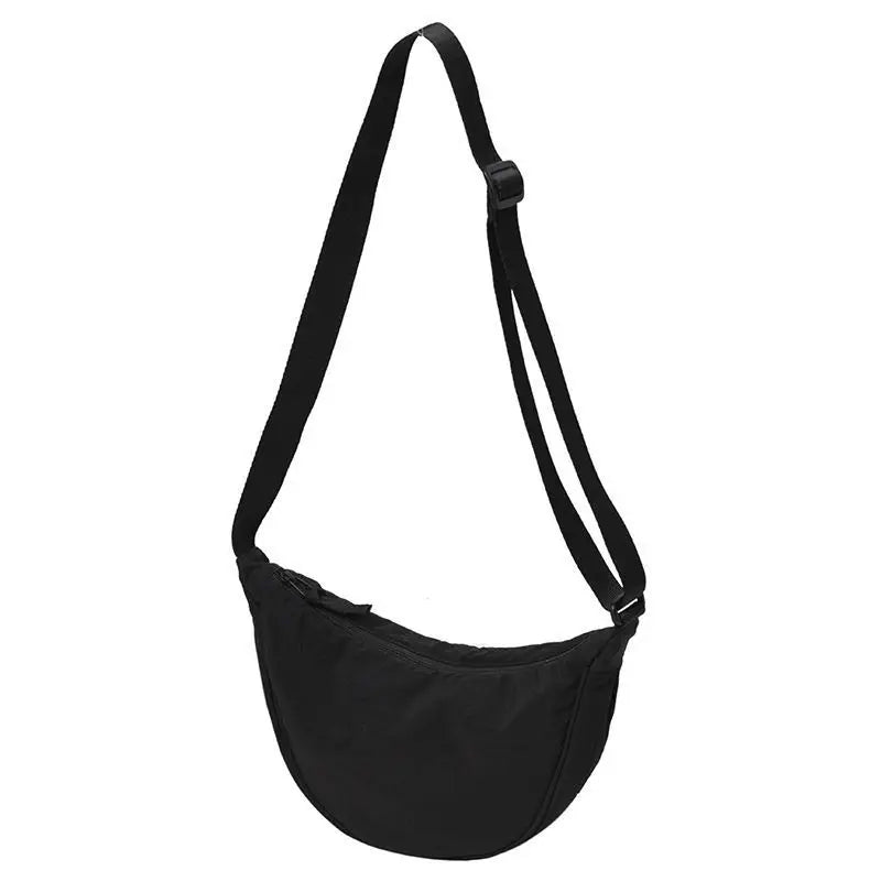 Women Crossbody Bag Casual Nylon Half Moon Shoulder Bags Large Capacity Lightweight Travel Women's Bag 2304-Black