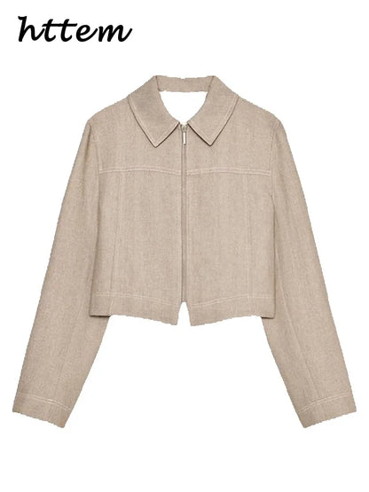 Fashion Short Jackets Pants Sets Women Lapel Zipper Long Sleeve Coats Pleated Straight Pant 2025 Spring Summer Lady Office Suits