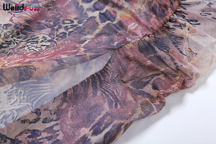 Weird Puss Side Split Women Dress Spaghetti Strap Halter Neck Edible Tree Fungus Hollow Out Sexy Evening Party Ladies Vestido