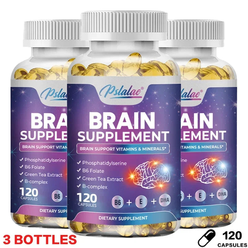 Brain Supplement - Contains B Vitamins To Support Brain Health, Improve Cognitive Function, and Enhance Memory and Concentration 120 Capsule-3bottles